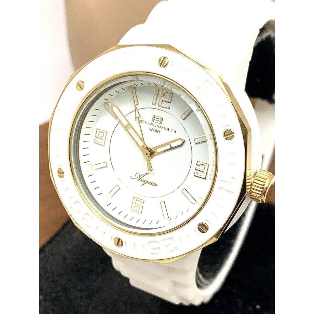 Oceanaut Women's Watch OC0216 Quartz Acqua Gold White Rubber Band 41mm